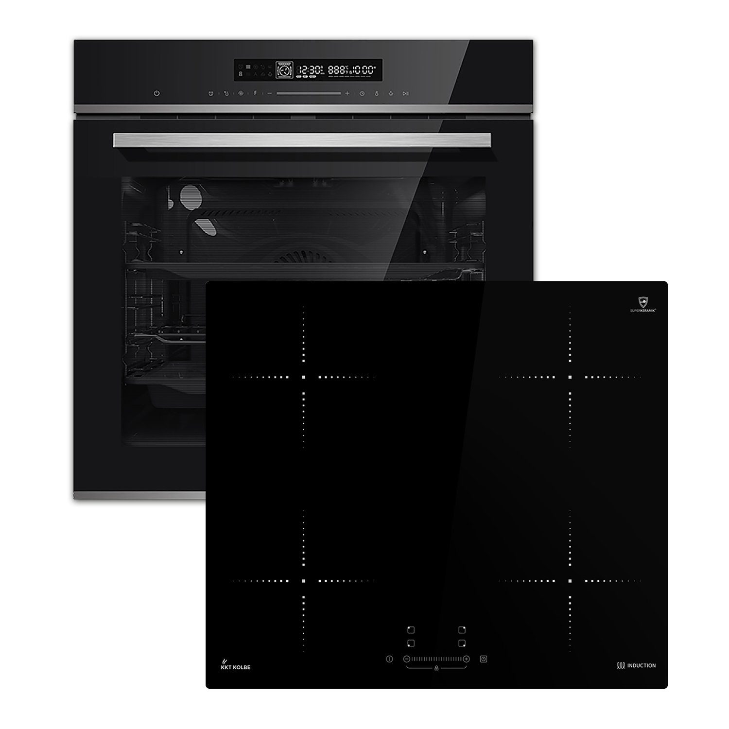 KKT KOLBE Backofen-Set KKT KOLBE Backofen und Induktionskochfeld SET8017IND59B, mit 2-fach Teleskopauszug, 60cm Einbau-Backofen EB8017ED + 59cm Induktionskochfeld IND5900B