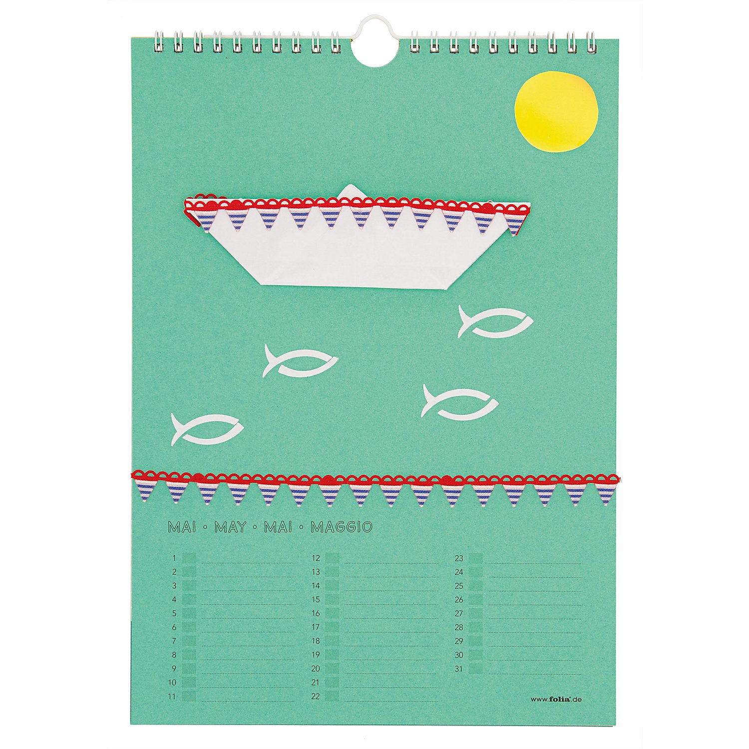 folia Dauerkalender, bunt, 21 x 29,7 cm