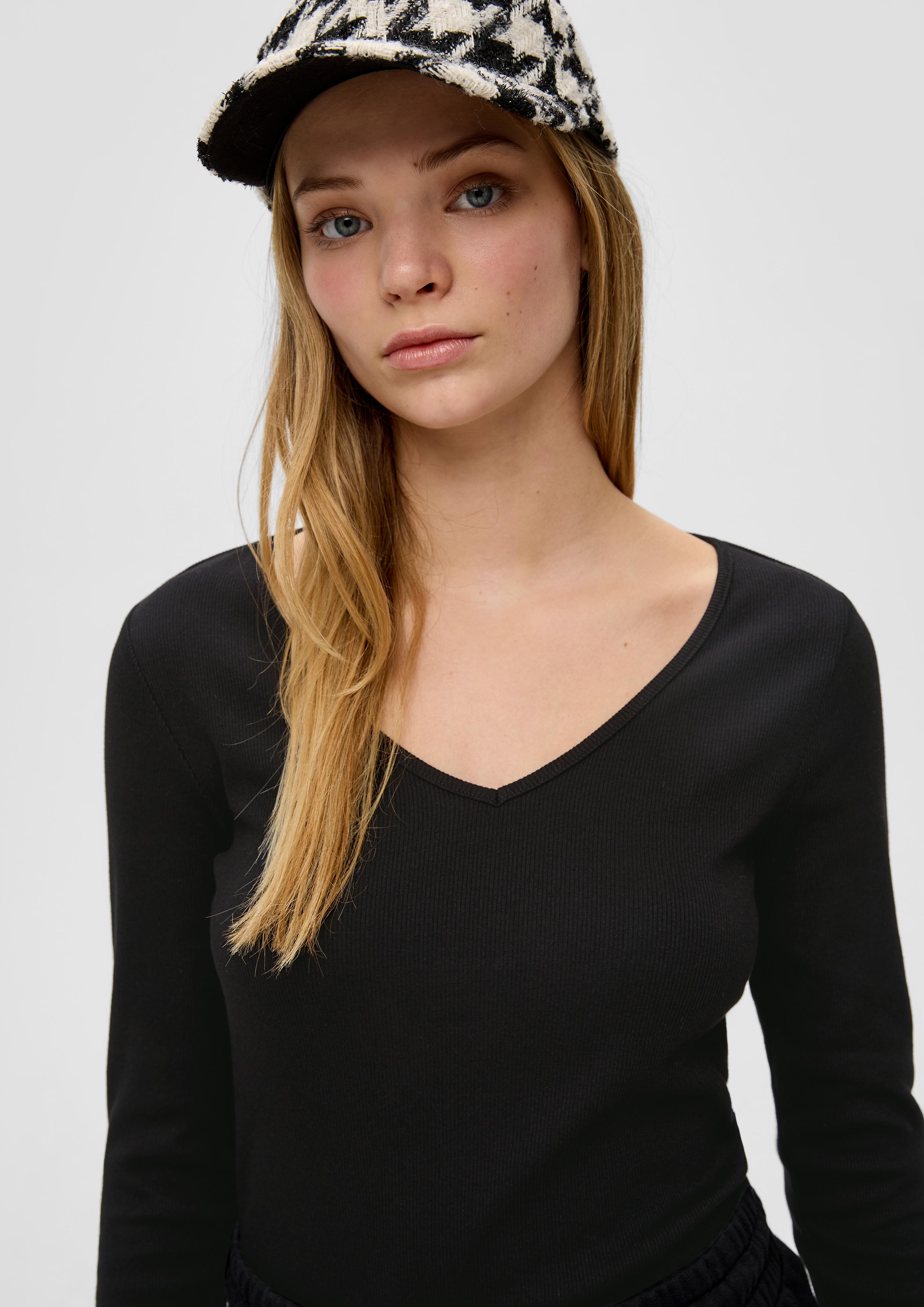 Geripptes Longsleeve aus Baumwollstretch  2138339-9999