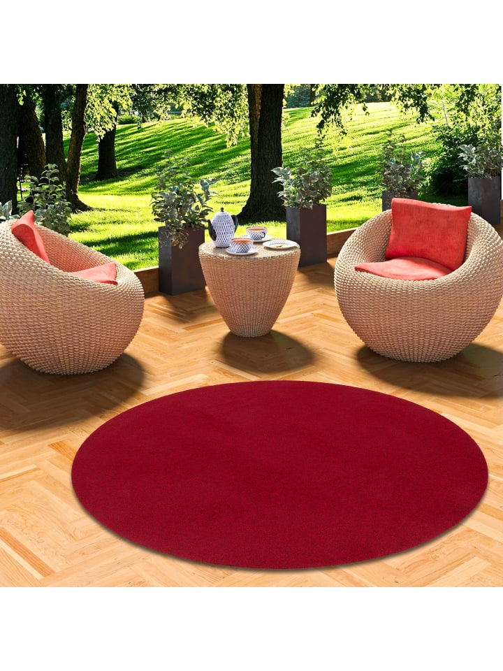 Snapstyle Kunstrasen Rasenteppich mit Noppen Kingston Rund in Rot günstig kaufen