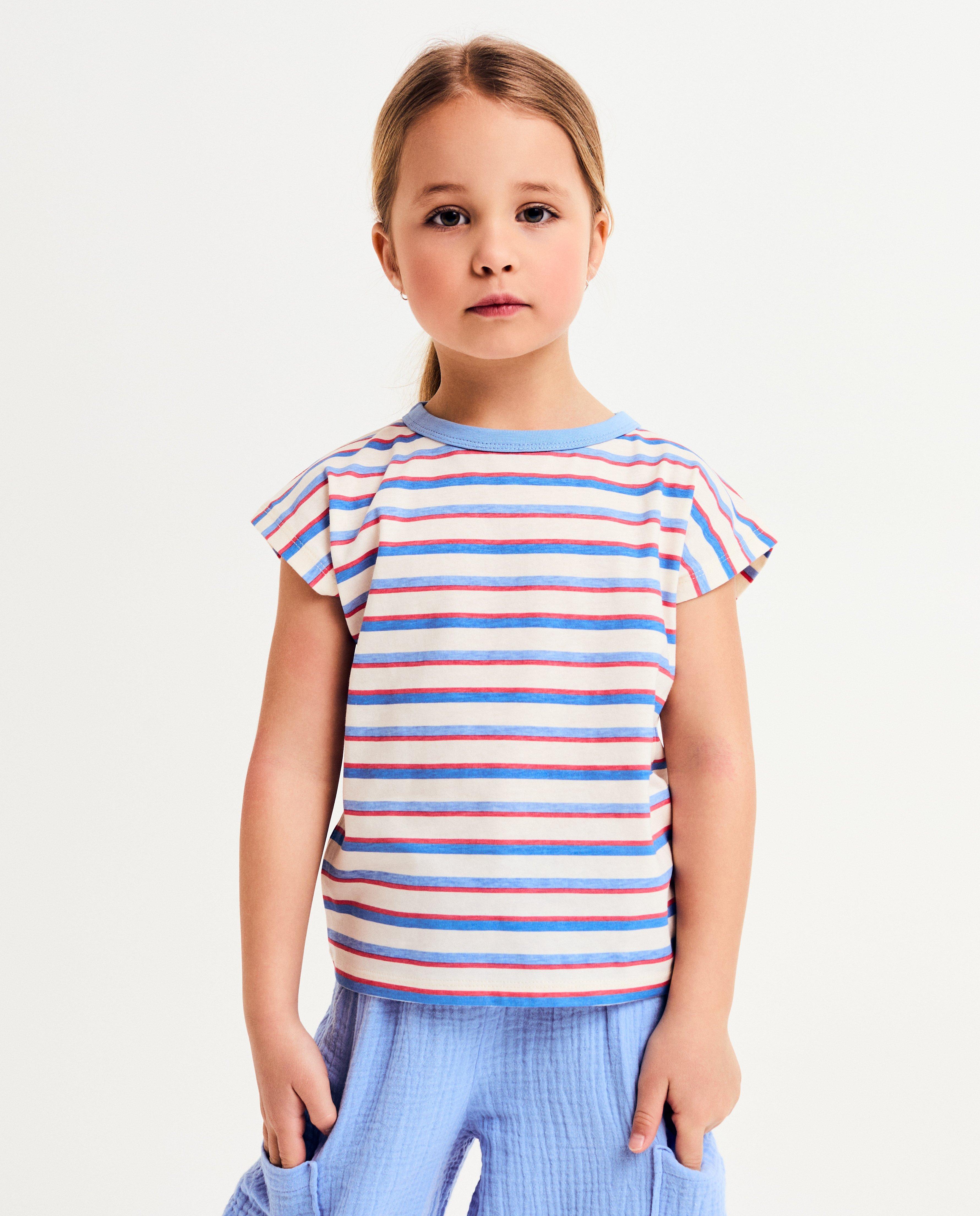 Tricou Besties cu dungi albastru strălucitor