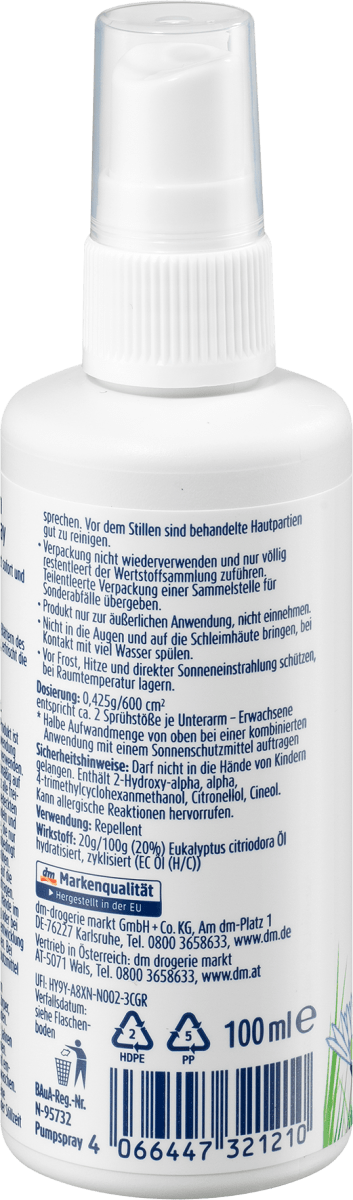 Insektenschutzspray Zitroneneukalyptus, 100 ml