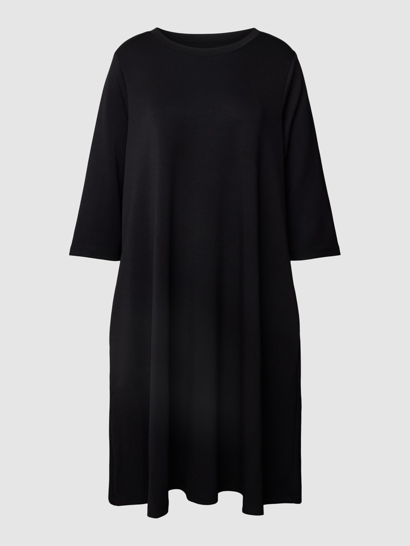 Knielanges Kleid mit 3/4-Arm Modell 'BANU' in schwarz