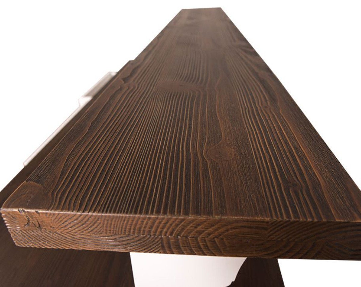 Casa Padrino Barschrank Landhausstil Theke mit 3 Schubladen Weiß / Dunkelbraun 180 x 68 x H. 120 cm - Landhausstil Möbel