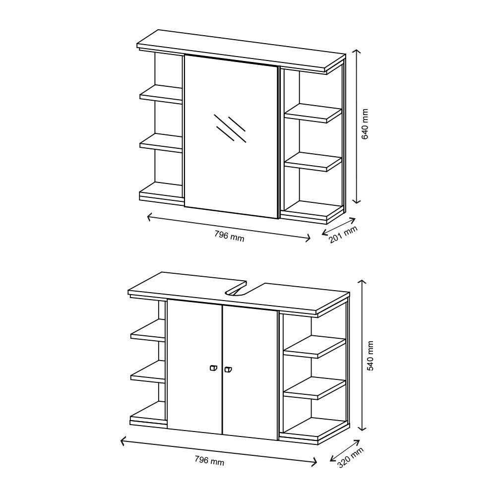 Vicco Badmöbel-Set Badezimmerset AQUIS Sonoma / Anthrazit Set 1, (2-er Set, 2-St., 2-er Set)