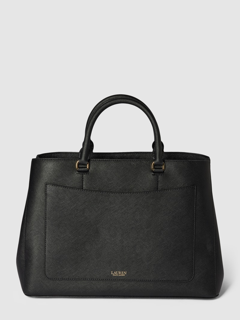 Satchel mit Label-Applikation in schwarz