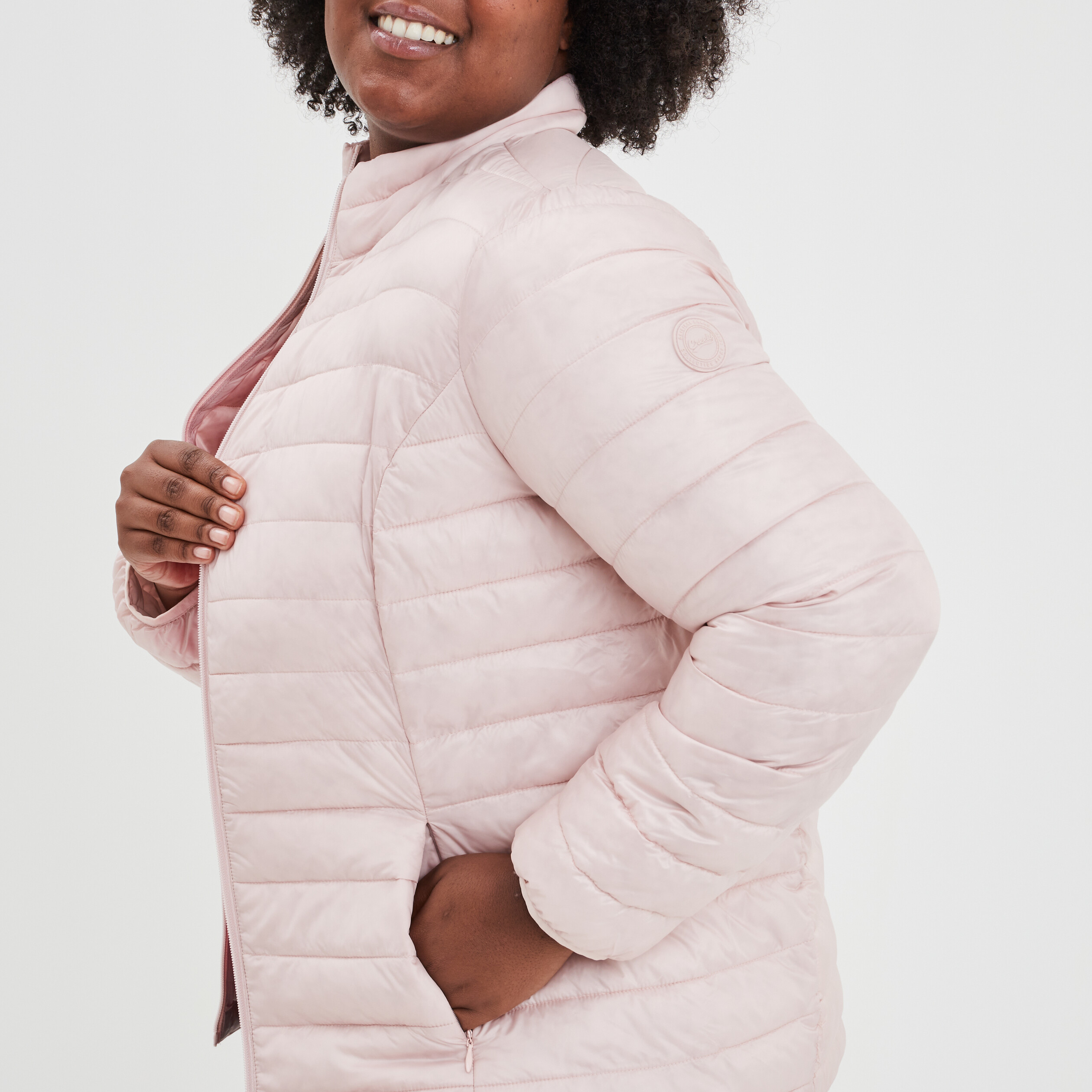 Doudoune ajustée manches longues rose clair femme grande taille | La Halle