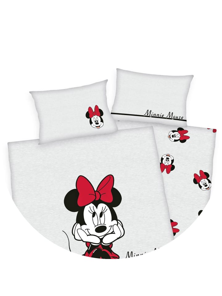 Herding 2 tlg. Renforcé Bettwäsche 100x135cm Disney Minnie Mouse in Grau günstig kaufen 100x135 cm