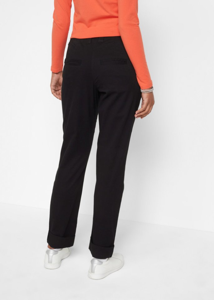 Stretch-Chino mit Bequembund und gekrempeltem Saum