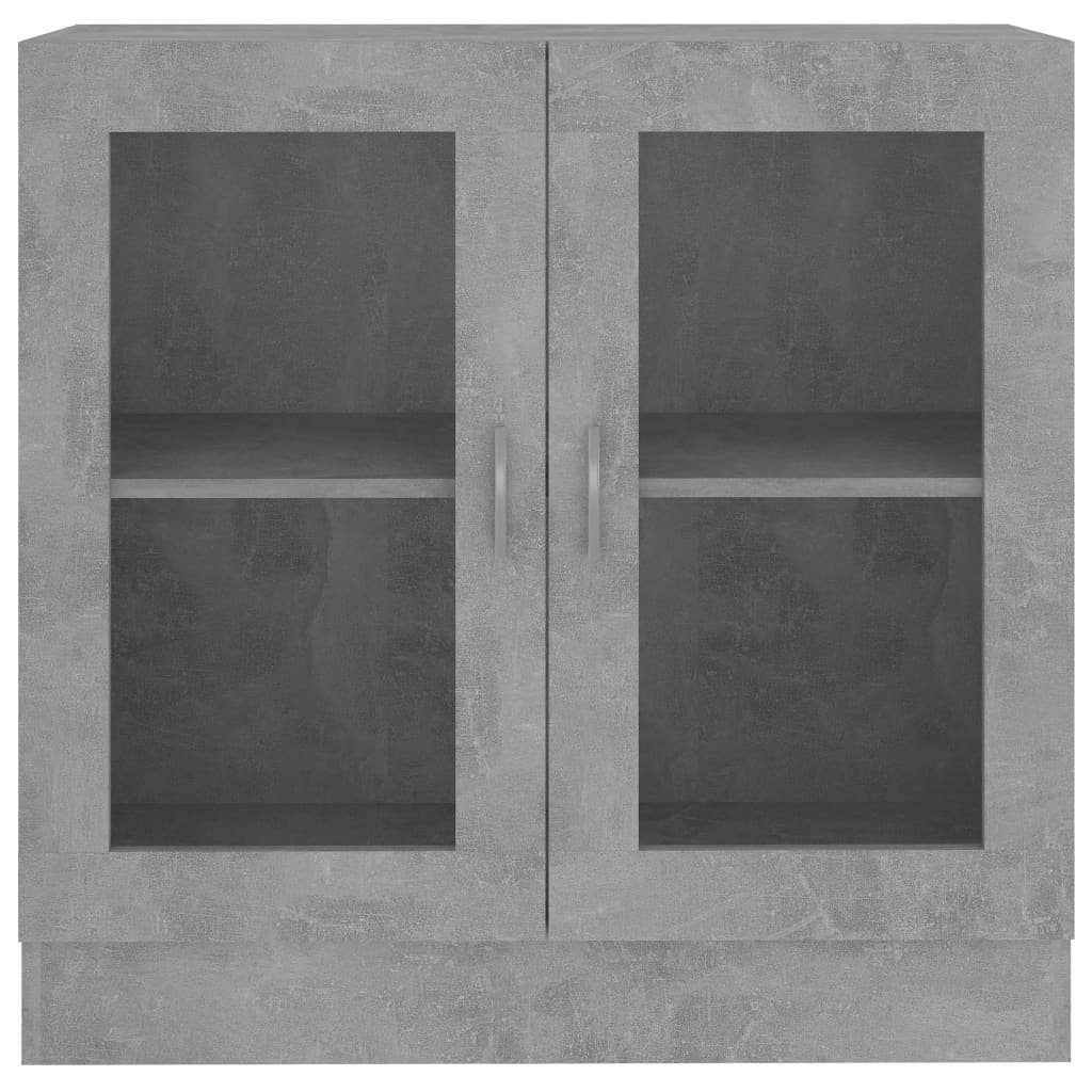 vidaXL Bücherregal Vitrinenschrank Betongrau 82,5x30,5x80 cm Holzwerkstoff, 1-tlg.