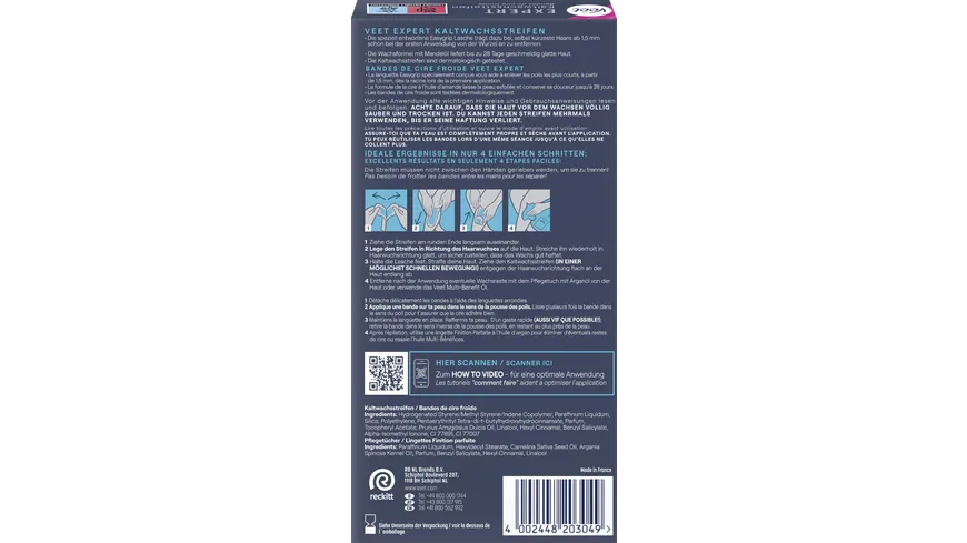 Veet Expert Kaltwachsstreifen Beine & Körper
