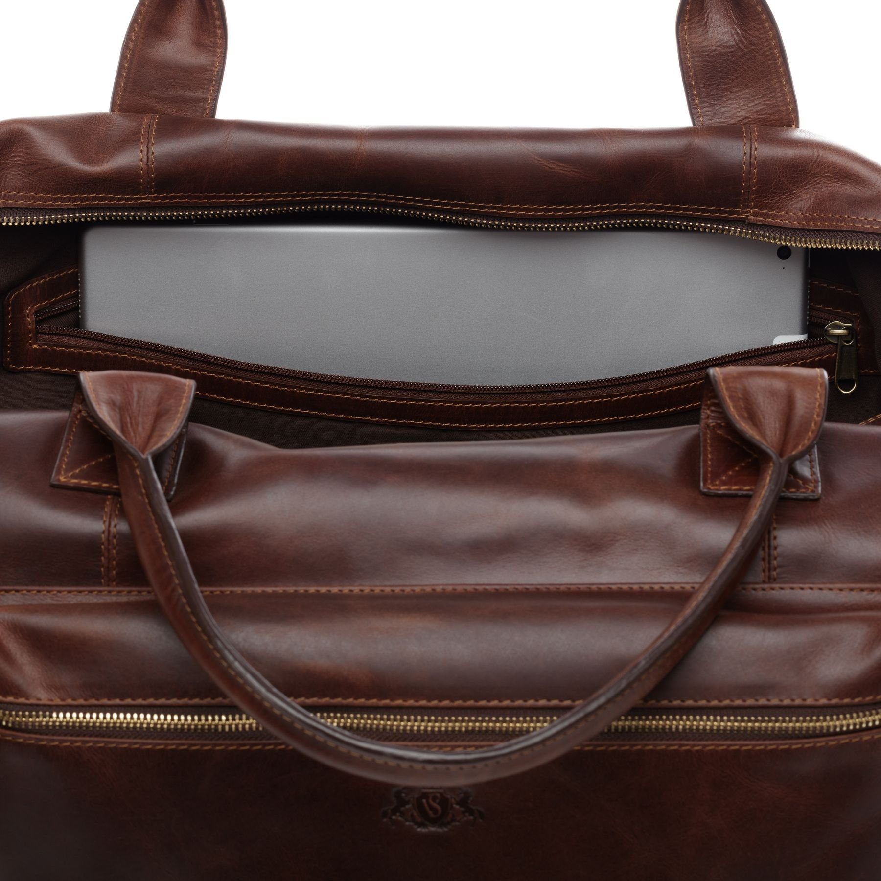 SID & VAIN Reisetasche Leder Weekender Unisex BRIXTON, Echtleder Reisegepäck für Damen & Herren, Sporttasche XL braun
