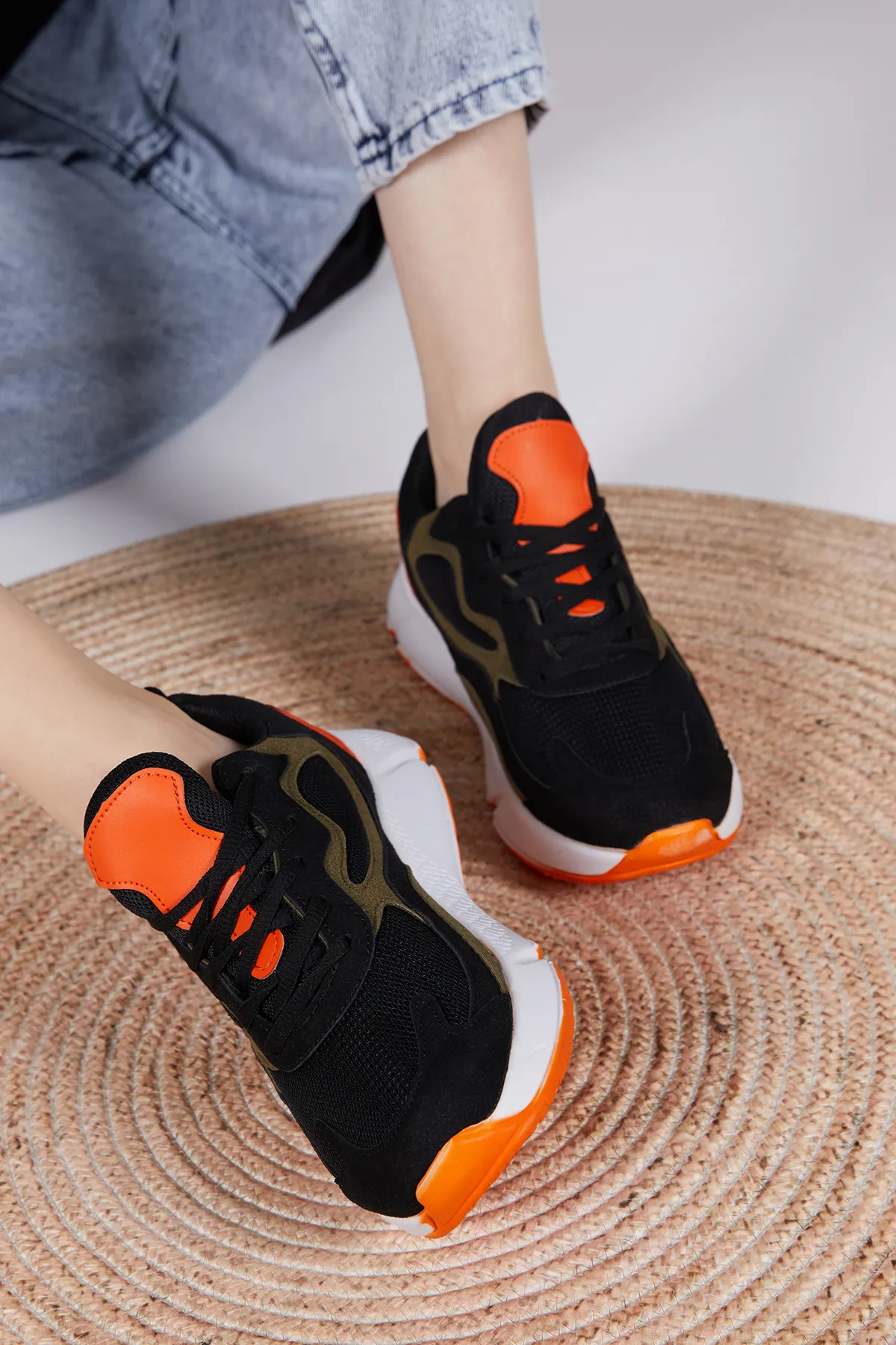 Tonny Black  Unisex Schwarz Orange Sportschuhe V2901