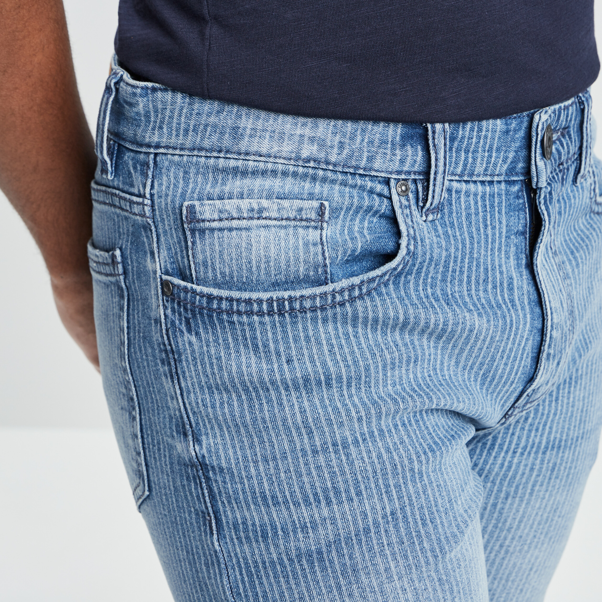 Bermuda slim en jean denim double stone homme | La Halle