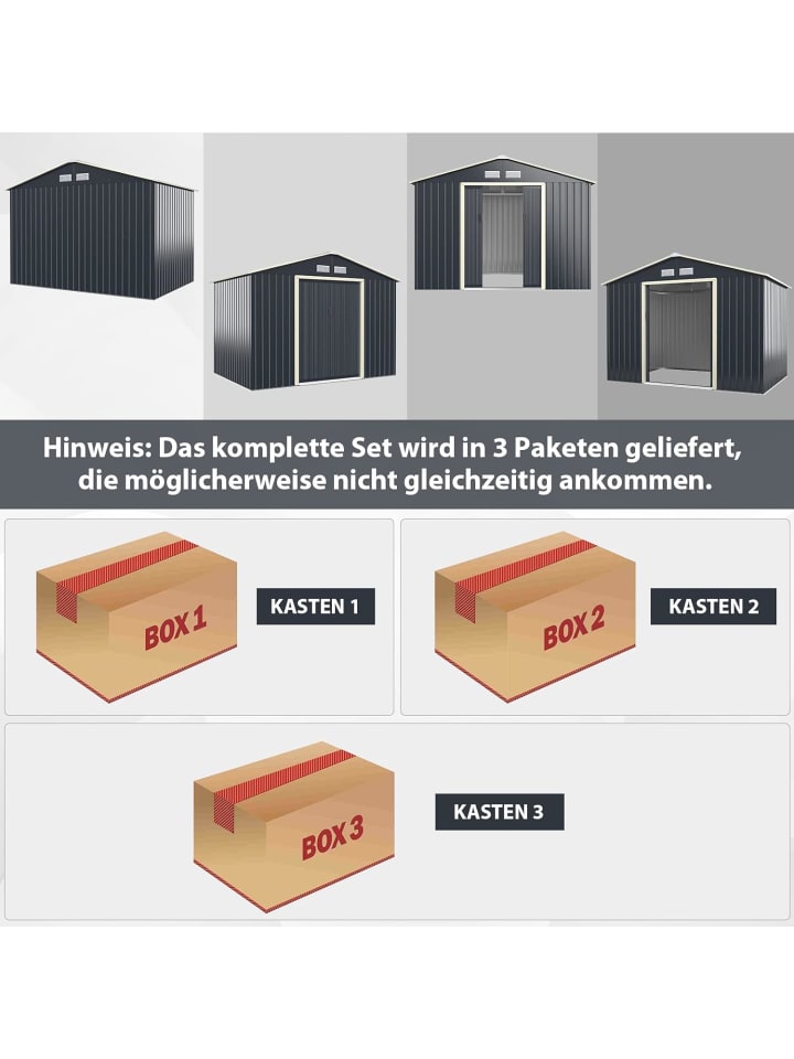 COSTWAY Metall-Gartenhaus 277x191x202 cm in Grau günstig kaufen onesize