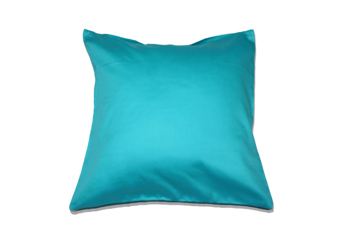 Kinzler Baumwoll-Satin Kissenhülle Uni 2x 40/40 cm, Farbe aqua