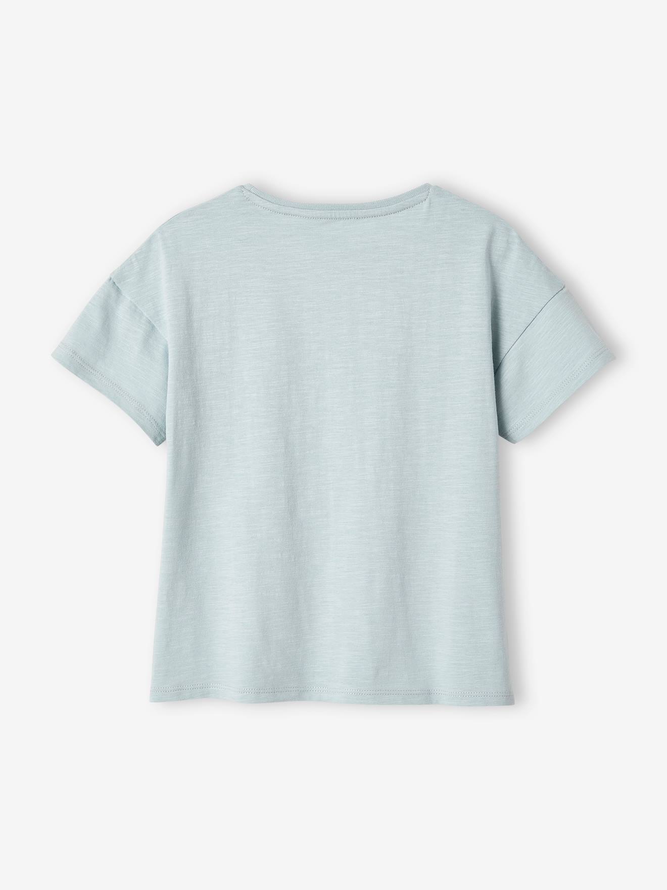 Vertbaudet Mädchen T-Shirt mit Rüschenmotiv - himmelblau