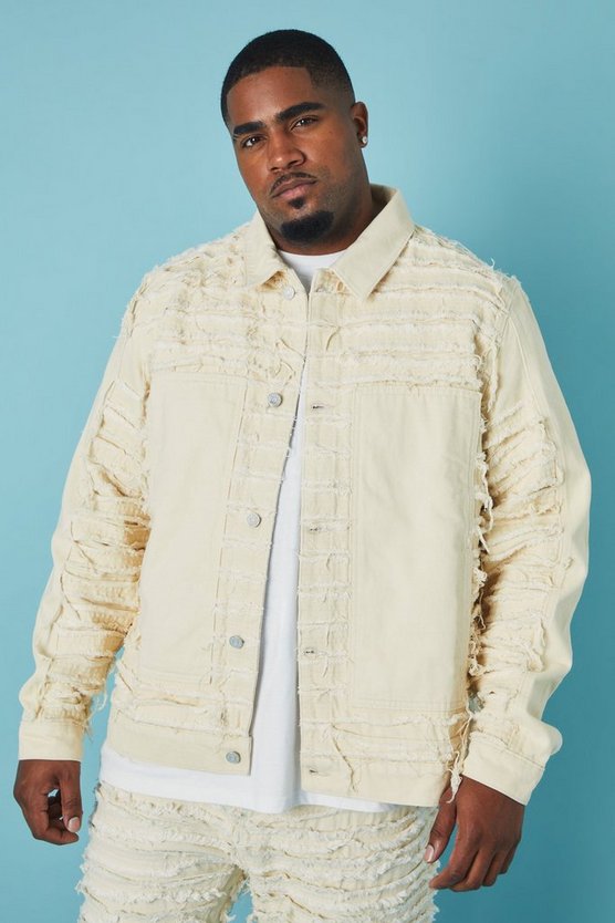 Plus zerrissene Jeansjacke