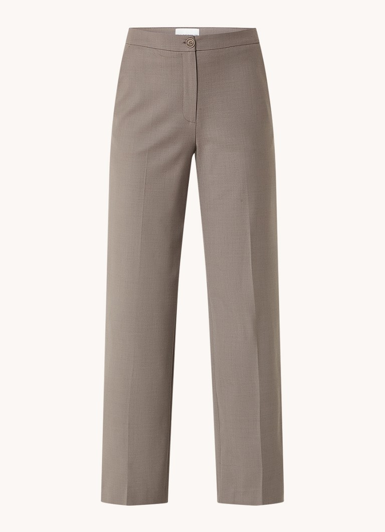 Calça Claudie Pierlot Pistouni de cintura alta e corte amplo com prega vincada.