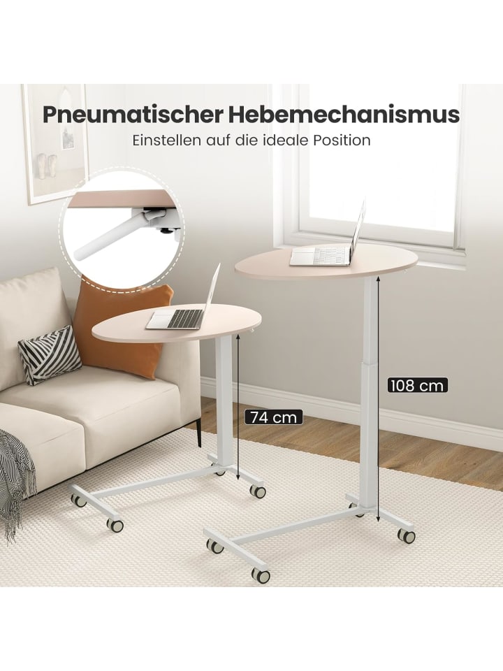 COSTWAY Beistelltisch höhenverstellbar mit Rollen in Rosa günstig kaufen onesize