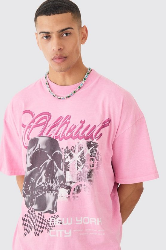 Oversize Official T-Shirt mit Totenkopf-Print