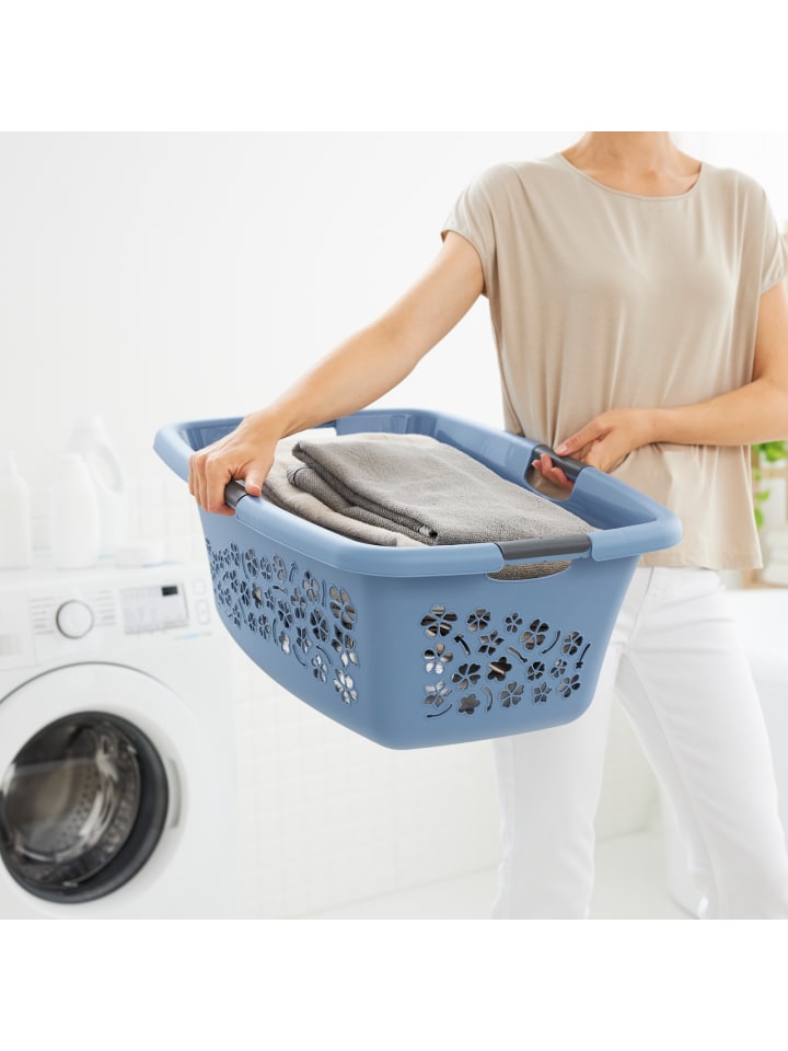 Rotho Flowers 3er-Set Wäschekorb 50l, Kunststoff (PP) BPA-frei in Horizon blau günstig kaufen onesize