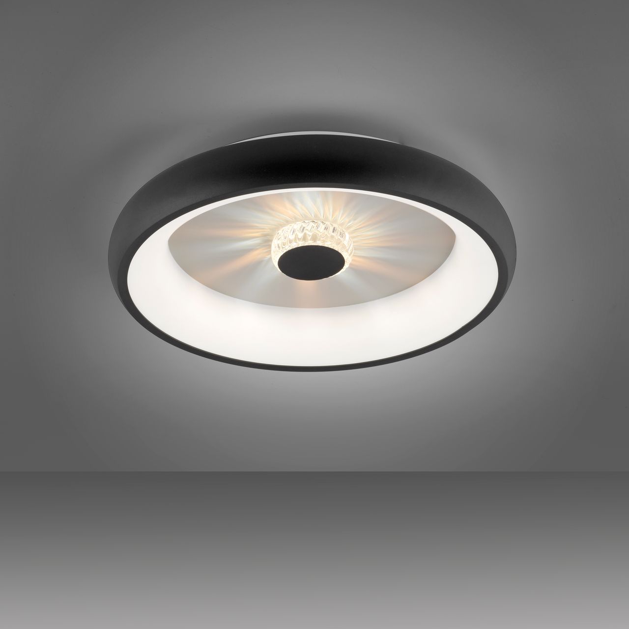 JUST LIGHT LED Deckenleuchte VERTIGO, CCT, dimmbar, Fernbedienung, Ø46,5 cm, Kristall-Effekt
