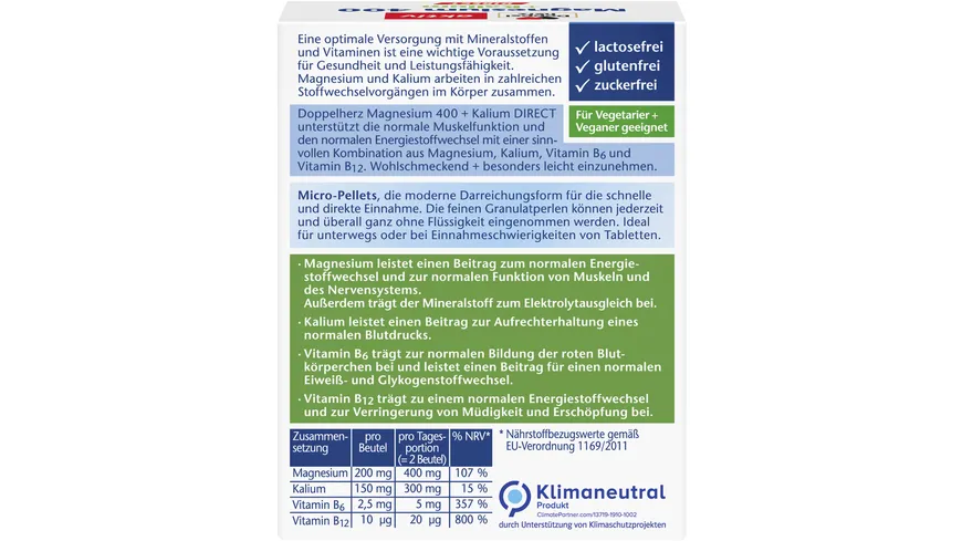 Doppelherz Magnesium 400 + Kalium Direct 20 Portionen
