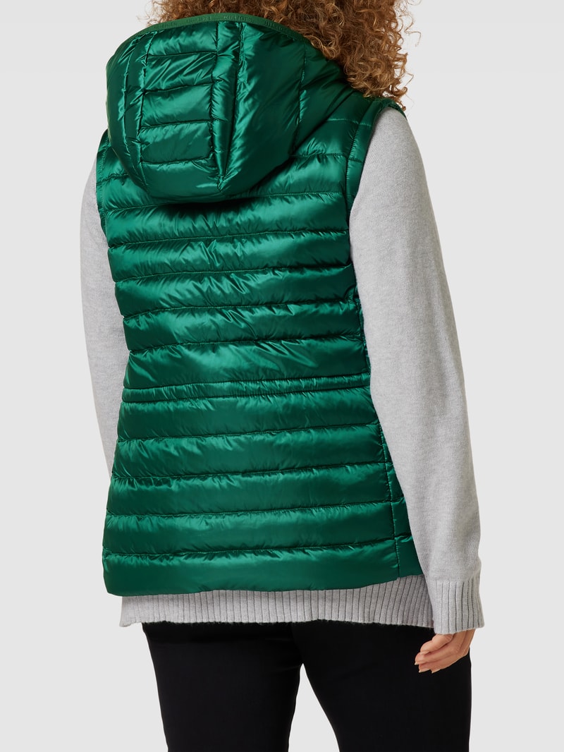 PLUS SIZE Daunenweste mit Label-Stitching Modell 'FEMININE' in dunkelgrün