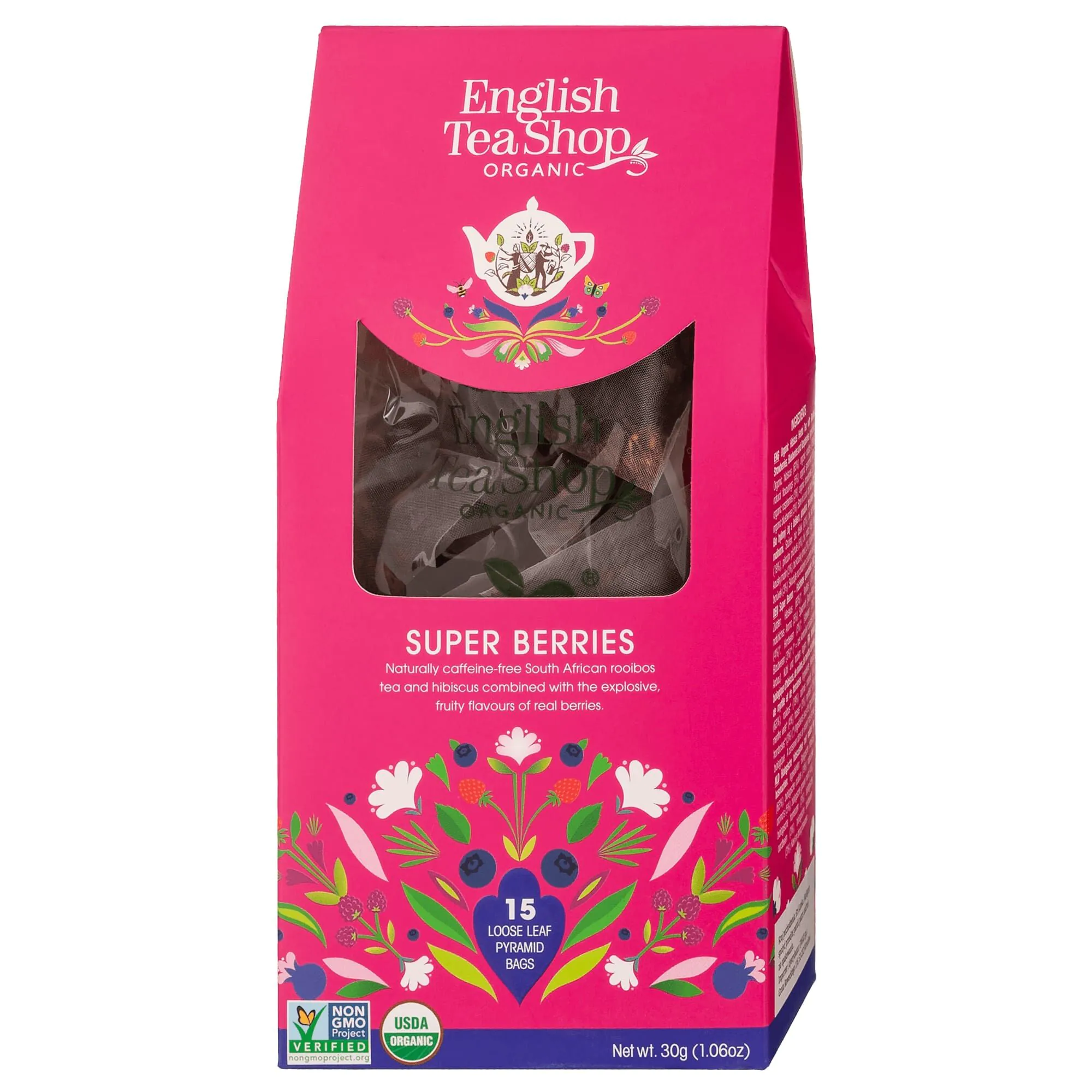 English Tea Shop Super Berries, løsbladet økologisk te, 15 pyramider