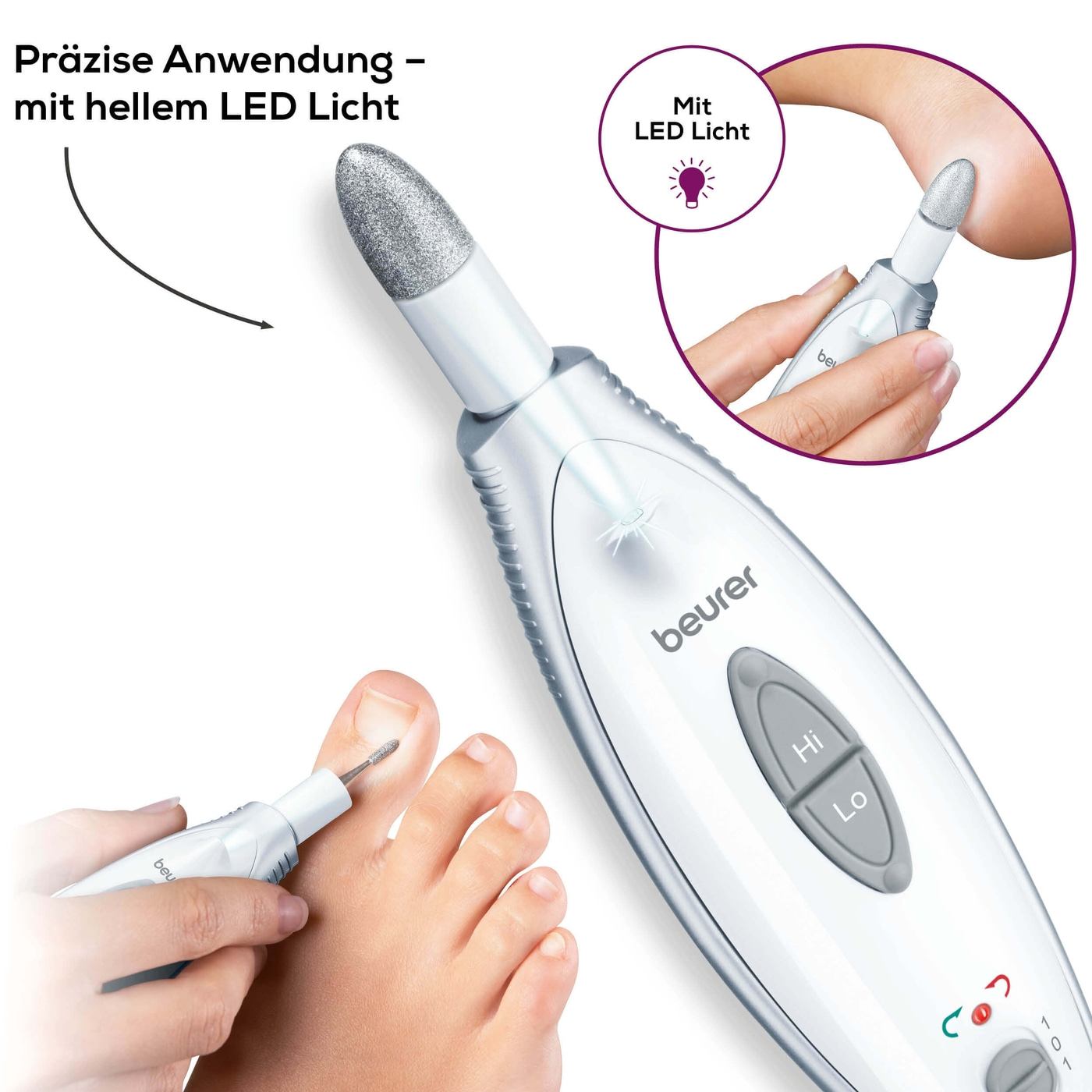 Beurer Maniküre-/Pediküreset MP 41-Nagelfräser für eine hochwertige Maniküre & Pediküre mit 7 Aufsätzen
