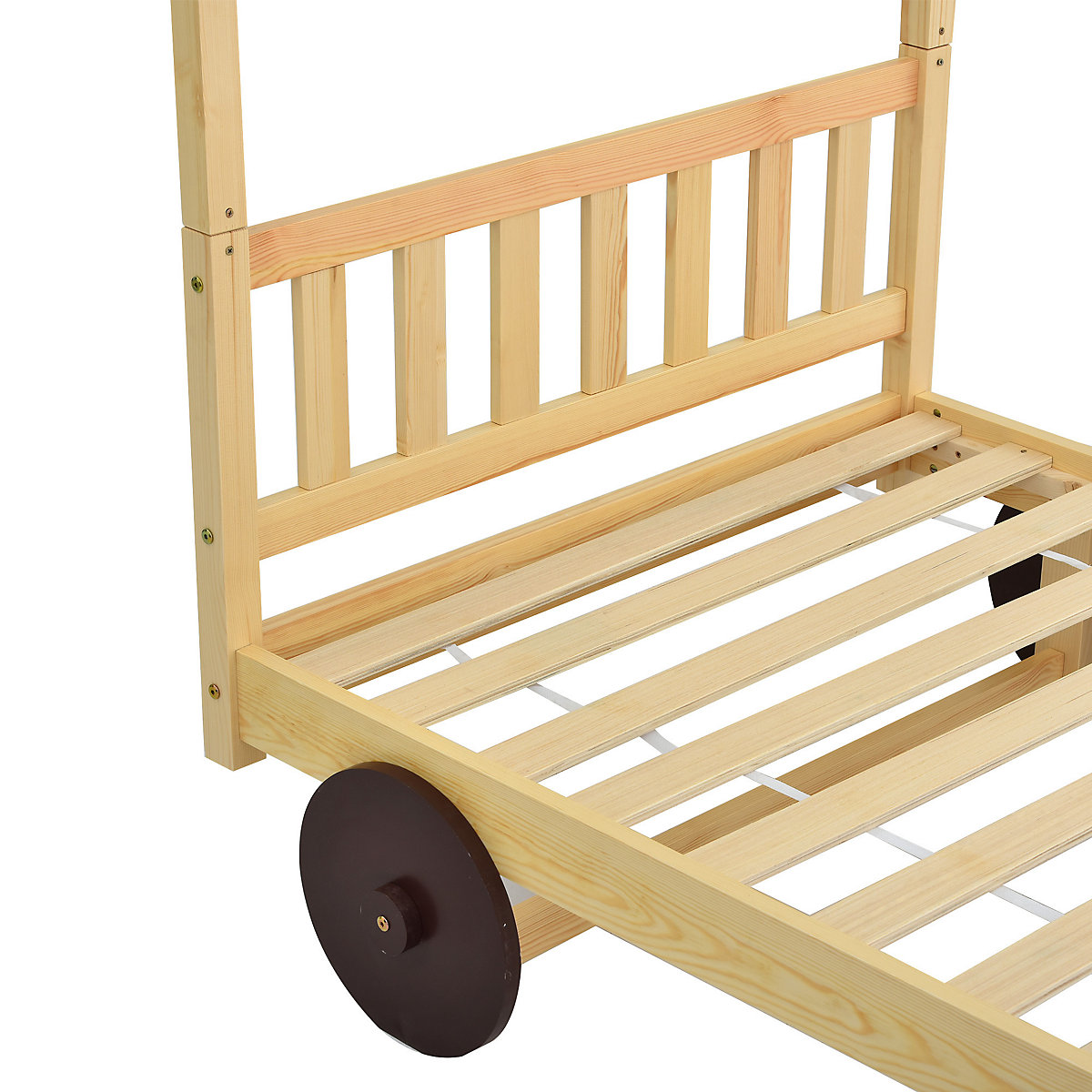Autobett Kinderbett mit MDF-Rädern, abnehmbarer Rahmen, Rahmen aus Kiefer
