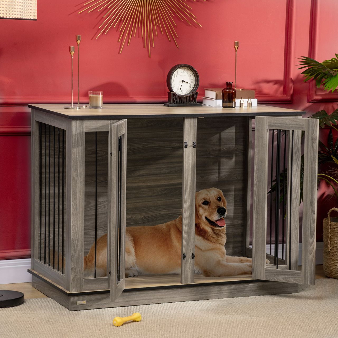 PawHut Hundekäfig Haustierkäfig mit herausnehmbarem Trennwand Hundehütte