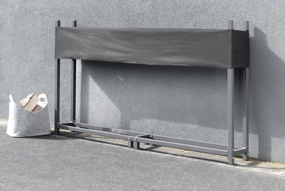 HC Garten & Freizeit Brennholzregal aus Metall mit Abdeckung ca. 200x25x115cm