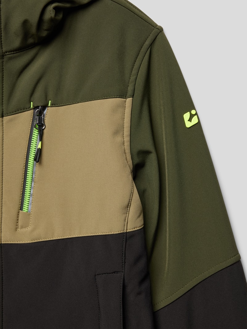 Softshell-Jacke mit Colour-Blocking-Design in khaki