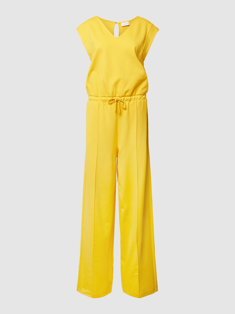 Jumpsuit mit V-Ausschnitt in gelb