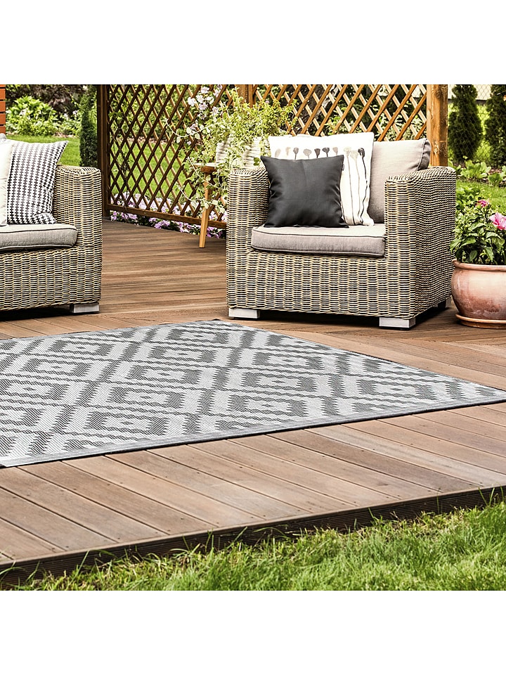 THE HOME DECO FACTORY Indoor-/ Outdoor-Teppich in Grau/ Creme - (L)180 x (B)120 cm günstig kaufen onesize