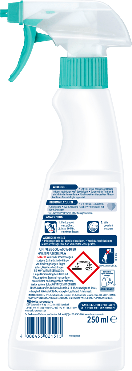 Fleckenentferner Spray Gallseife, 250 ml