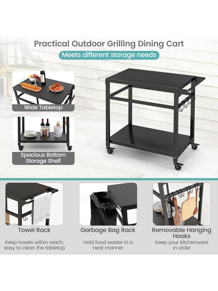 COSTWAY Grillwagen Outdoor in Schwarz günstig kaufen 108 cm