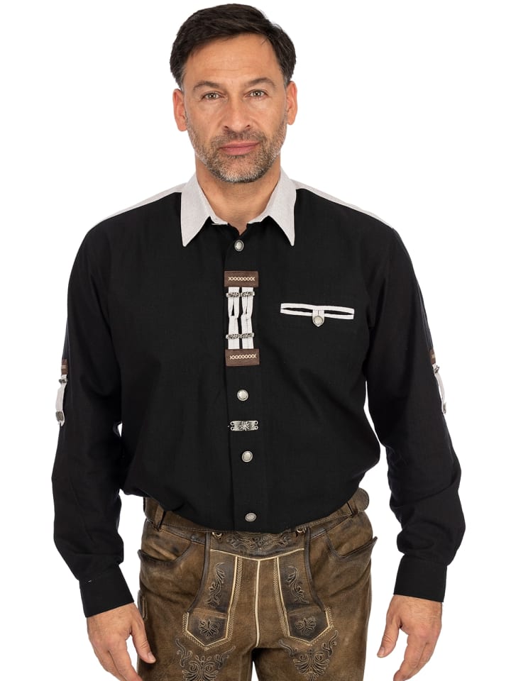 OS-Trachten Trachtenhemd 120005-1011 in schwarz günstig kaufen S