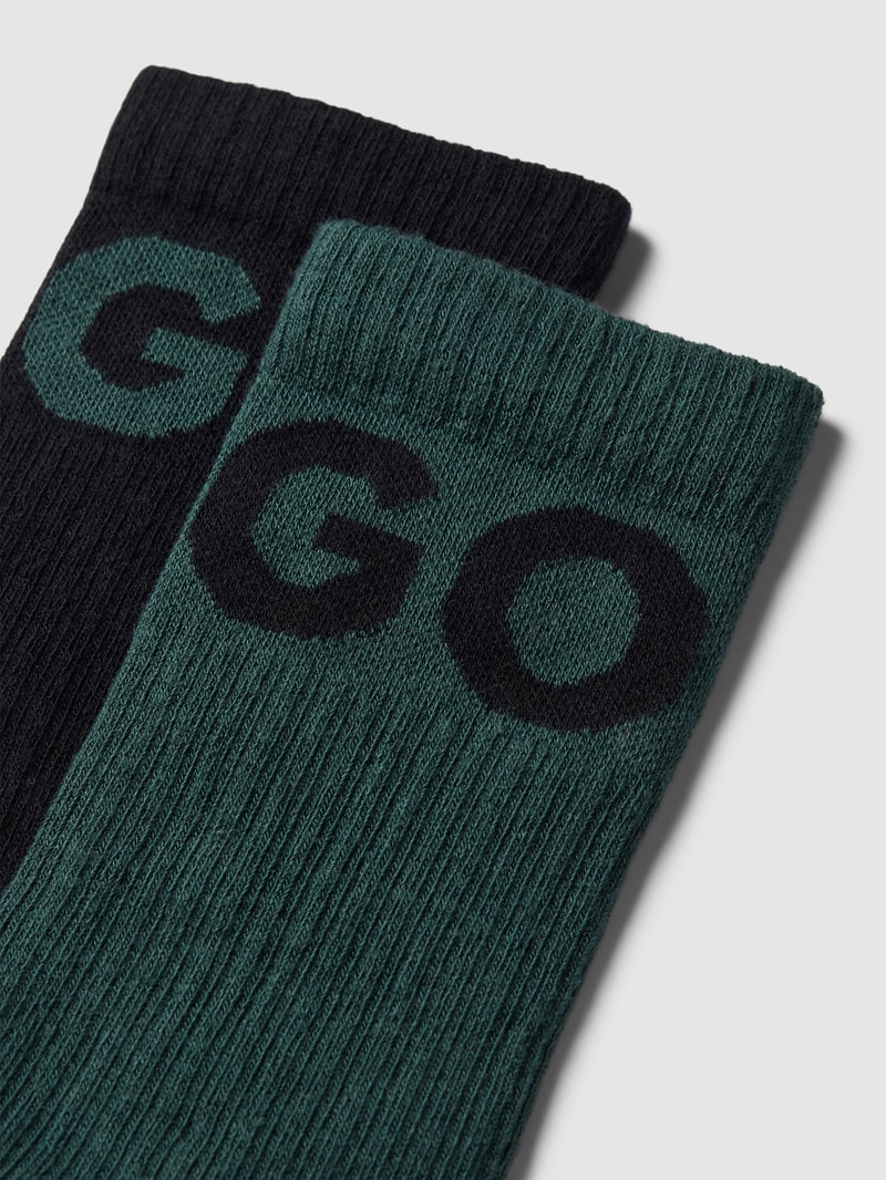 Socken mit Label-Stitching im 2er-Pack in dunkelgrün