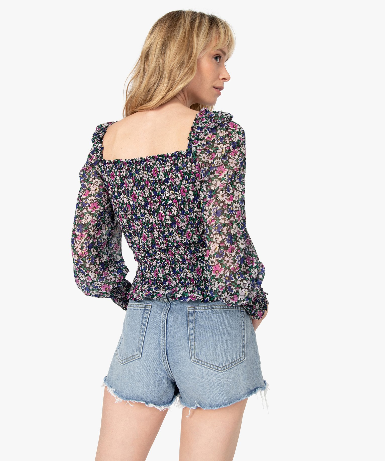 Blouse femme smockée à motifs fleuris – LuluCastagnette imprime | GEMO