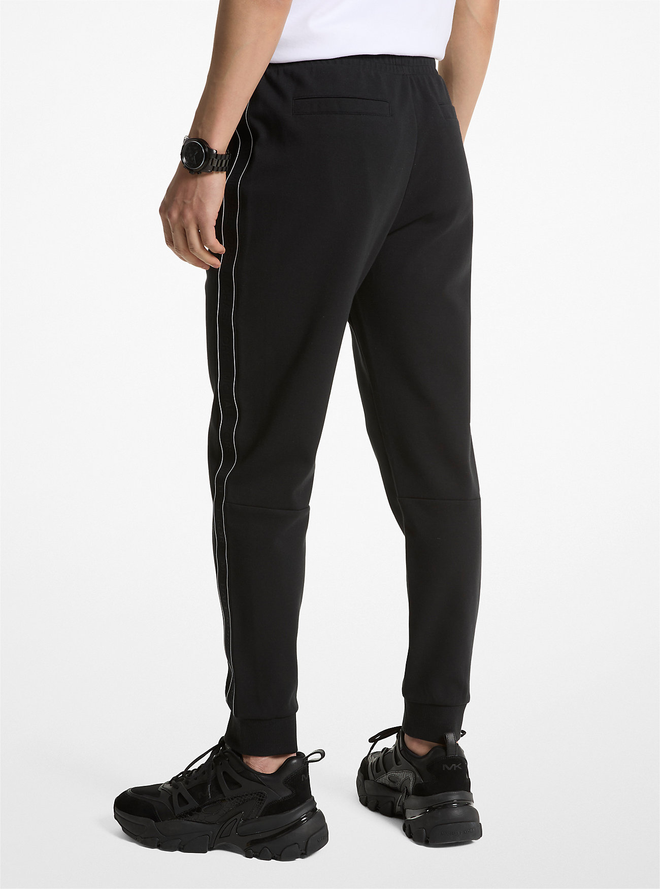 Pantaloni da jogging in misto cotone con nastro logo - NERO