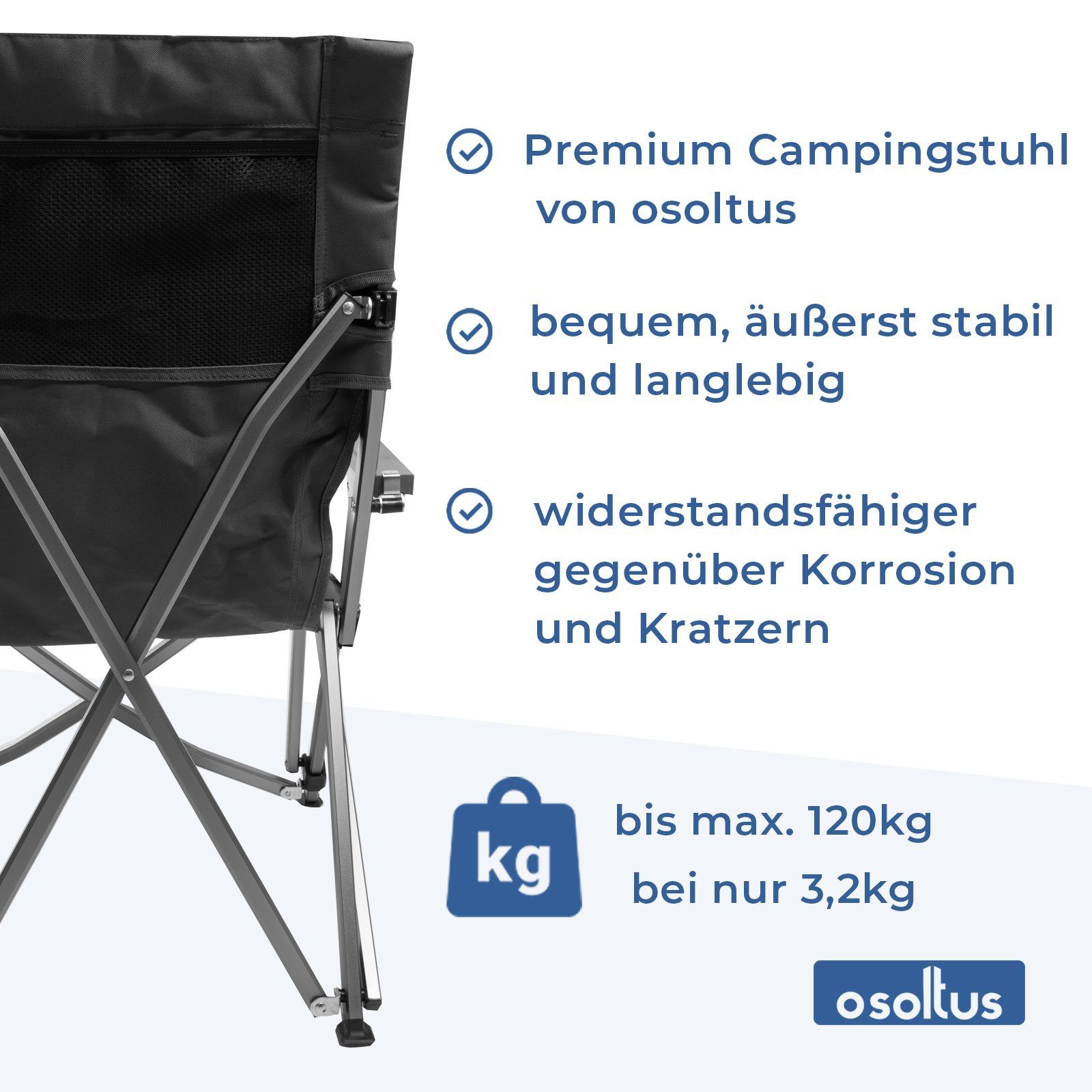osoltus Campingstuhl osoltus Faltsessel Lounge Low Campingstuhl Bergen Alu eloxiert schwarz