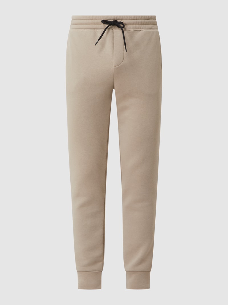 Sweathose mit Logo-Badge Modell 'Whale' in beige