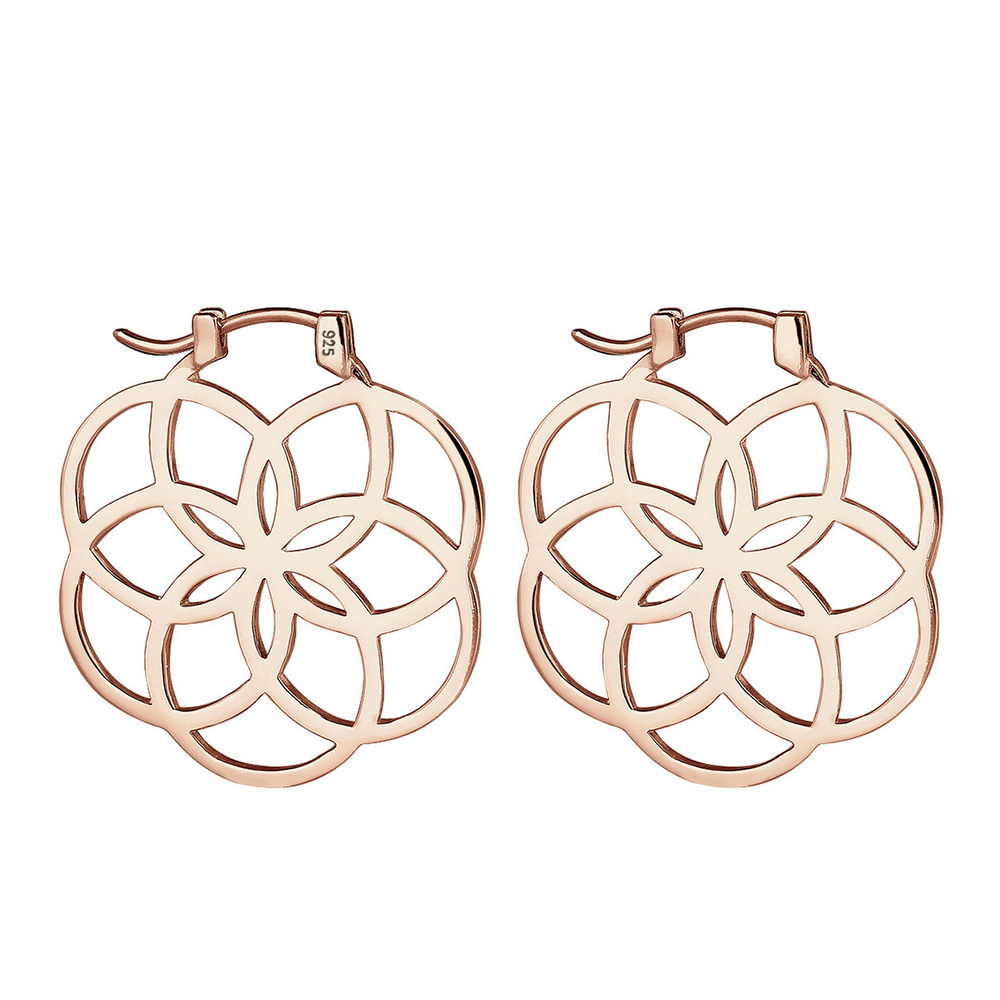 Elli Elli Boucles d'Oreilles Femmes Créoles Fleur de Vie Ornement en Argent Sterling 9 Boucles d'oreilles