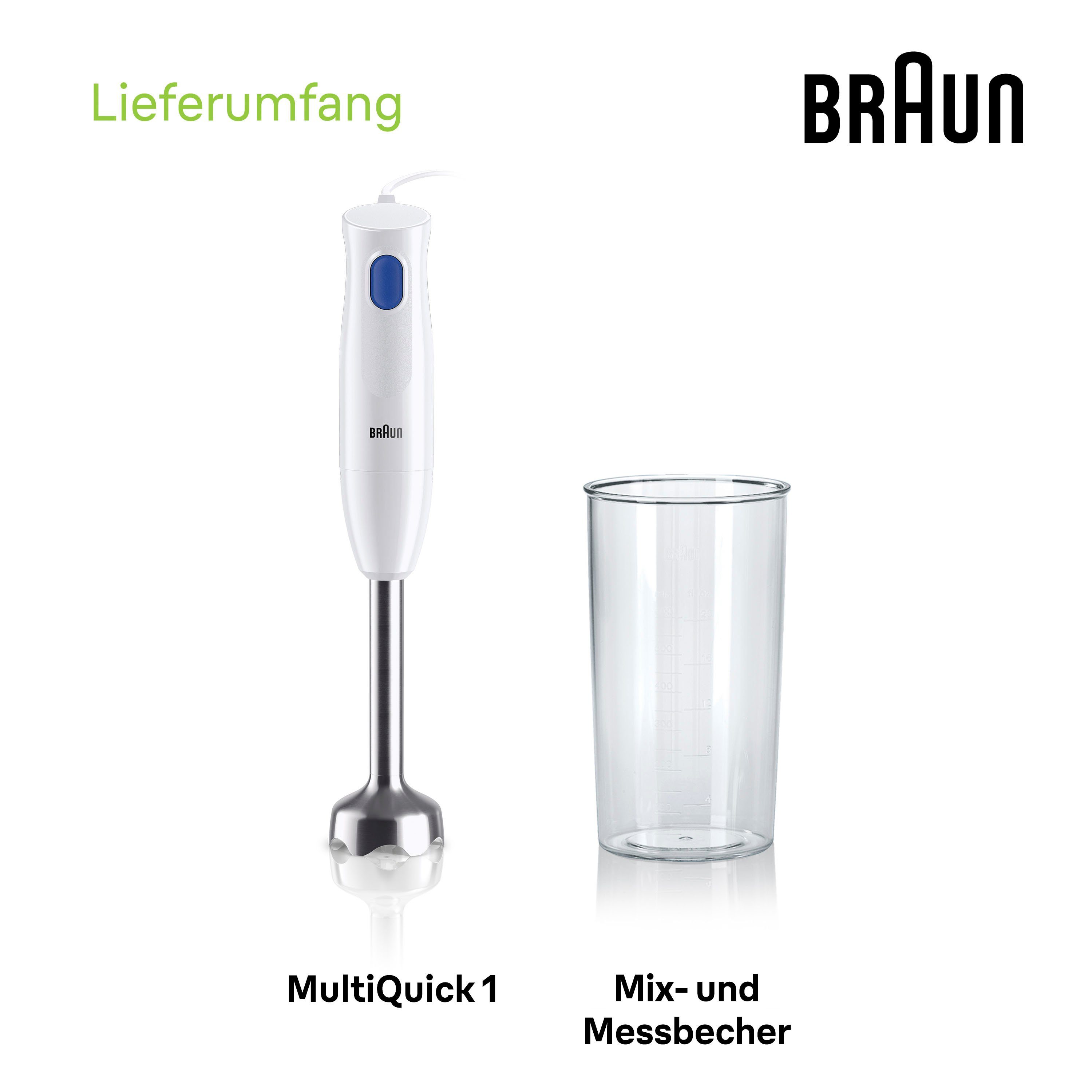 Braun Stabmixer MQ 10.001M WH MultiQuick 1, 450 W