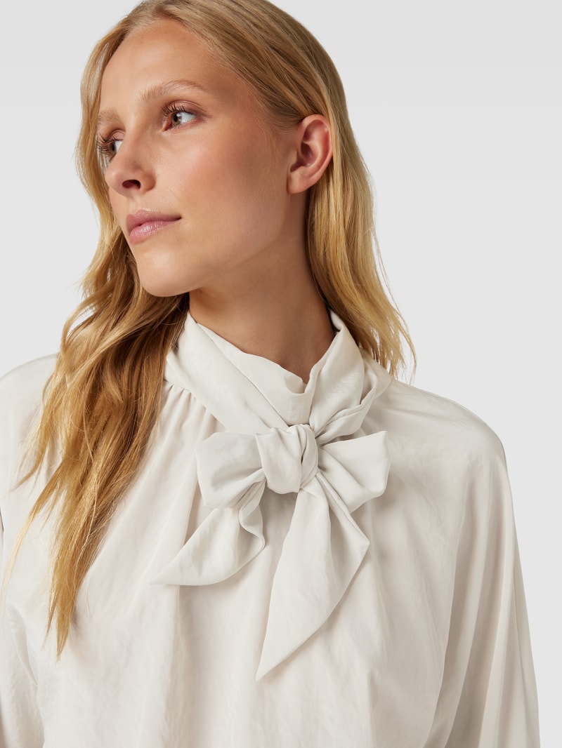 Bluse mit Schal-Element in stein