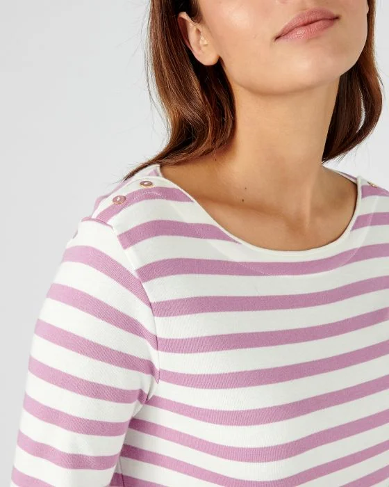 Tee-shirt rayé coton-modal, manches 3/4