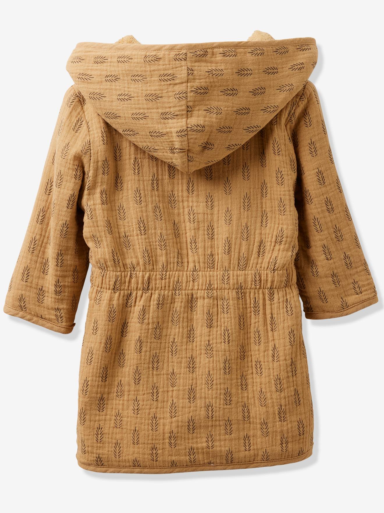 Vertbaudet Baby Bademantel aus Musselin ETHNIC, personalisierbar - ocker